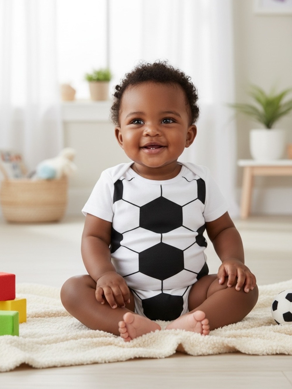 The Children’s Place Baby Unisex Soccer Hexagon Print Onesie NIP